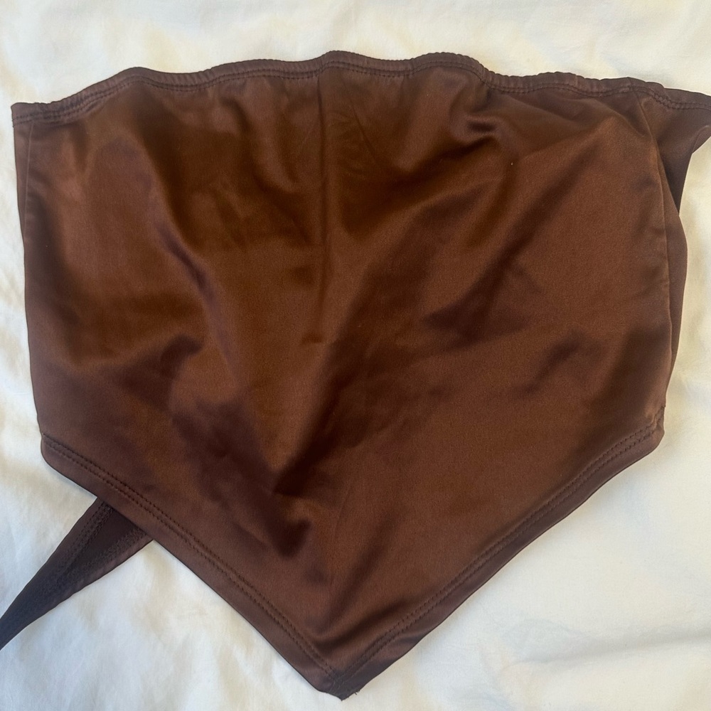 Cropped Brown Scarf Top
